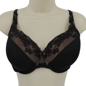 Olga 36D Bra GF7961A Cloud 9 Full Figure Underwire Black Flower Lace Lined Women